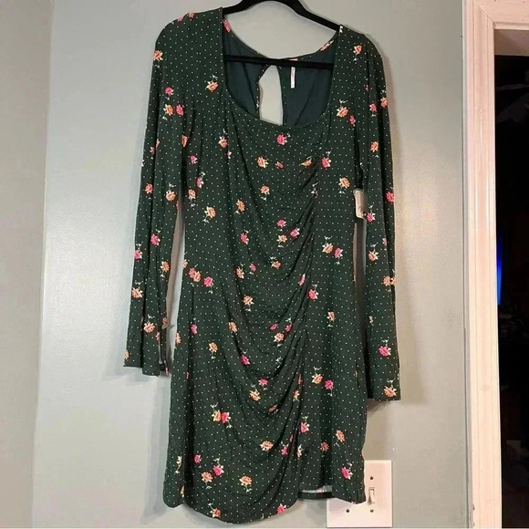 NWT Free People Women’s Celia mini dress Emerald Jewel combo size Large